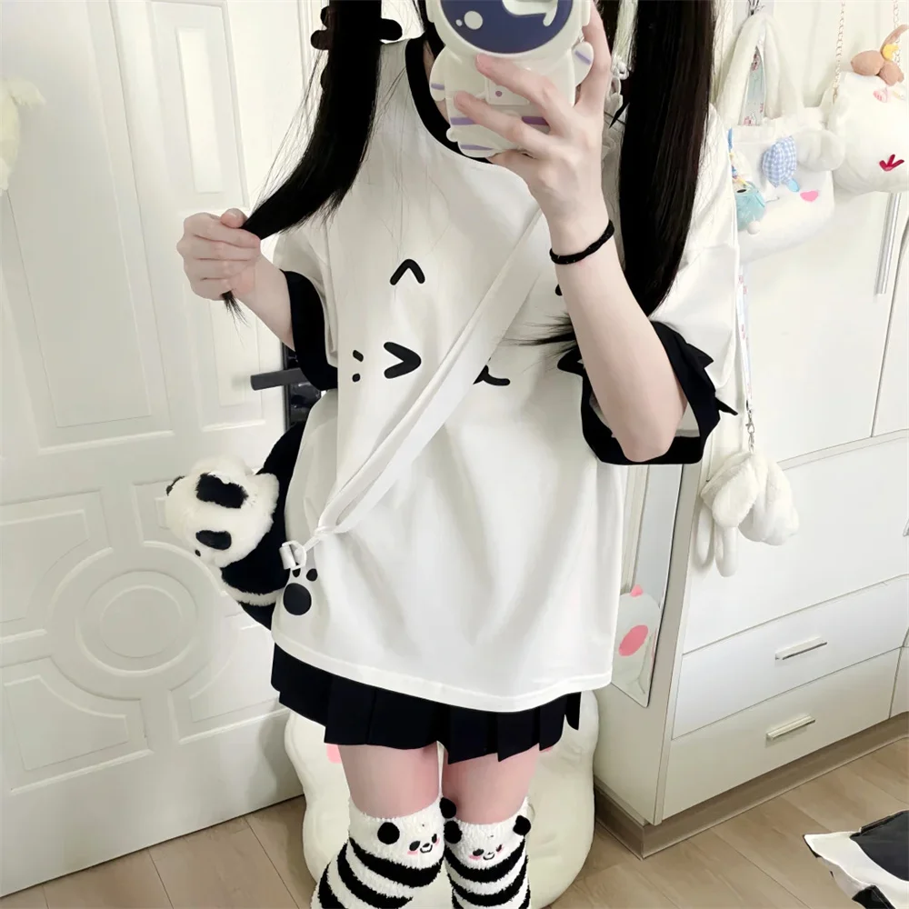 Модные свободные футболки Y2k Harajuku с милым котом и мультяшным принтом, мягкие женские футболки в консервативном стиле Kawaii, милые лоскутные женские футболки, топы
Модные свободные футболки Y2k Harajuku с милым котом и мультяшным принтом, мягкие женские футболки в консервативном стиле Kawaii, милые лоскутные женские футболки, топы