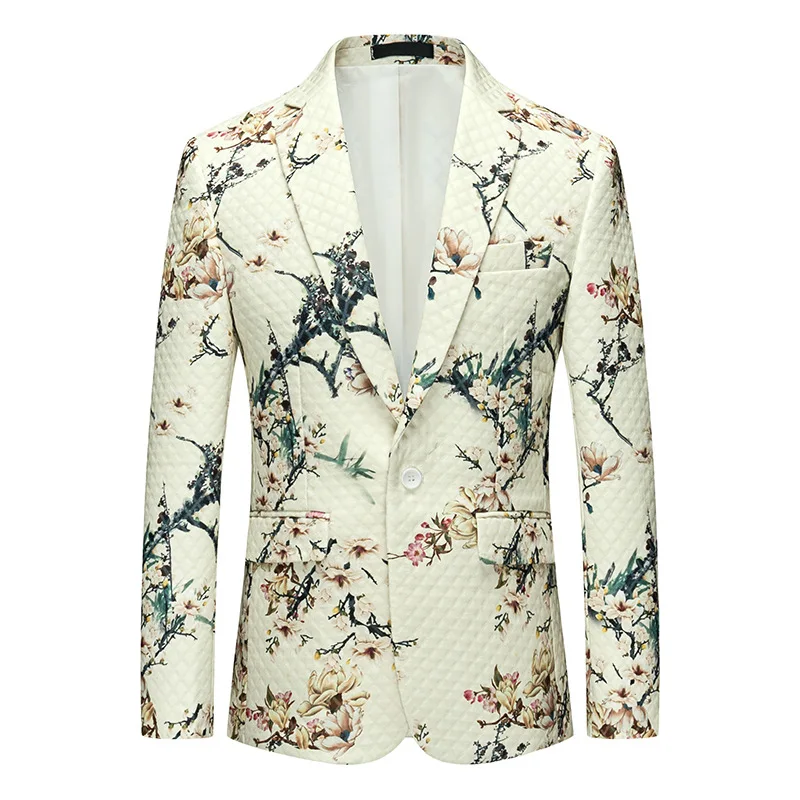 KIDWHXR Men Blazer Thin Contrast Color Flower Printed Male Suit Coat Single-breasted Long Sleeve Slim Wedding Man Outerwear
KIDWHXR Men Blazer Thin Contrast Color Flower Printed Male Suit Coat Single-breasted Long Sleeve Slim Wedding Man Outerwear