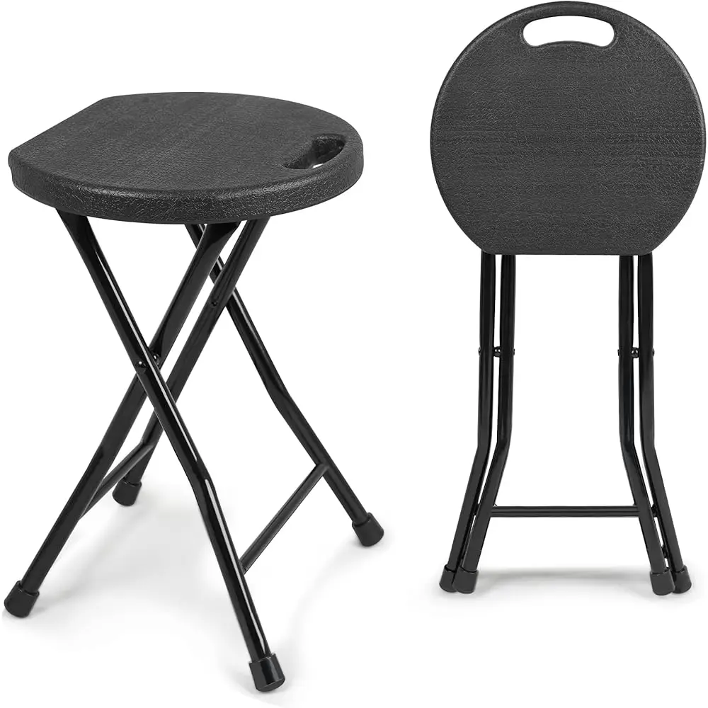 Folding Stool - 550Lbs Acity, Foldable Handle, Portable Heavy Duty, Outdoor/Indoor, 18 H Collapsible For Camping & Home (Set Of 
Folding Stool - 550Lbs Acity, Foldable Handle, Portable Heavy Duty, Outdoor/Indoor, 18 H Collapsible For Camping & Home (Set Of