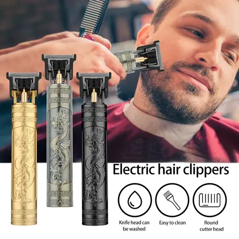 Vintage T9 Elektrische Haarsnijmachine Tondeuse Professionele Mannen Scheerapparaat Oplaadbare Kapper Trimmer Voor Mannen Dragon Boeddha