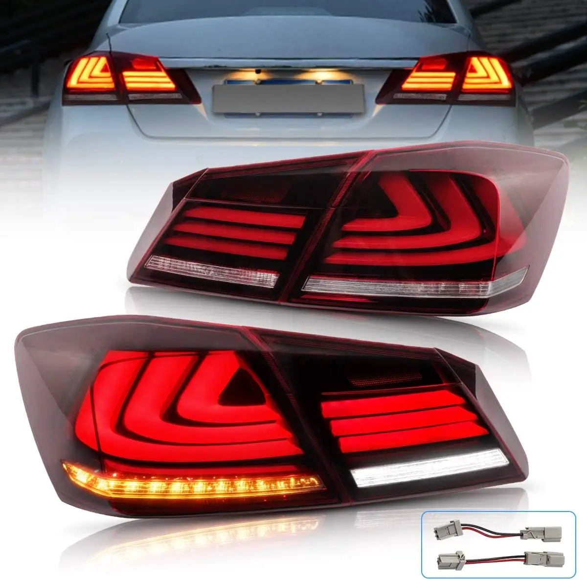 LED Tail lights Compatible with Honda accord 4-Door Sedan 2013 2014 2015 with Amber Sequential Turn Signal Passenger+Drive
LED Tail lights Compatible with Honda accord 4-Door Sedan 2013 2014 2015 with Amber Sequential Turn Signal Passenger+Drive