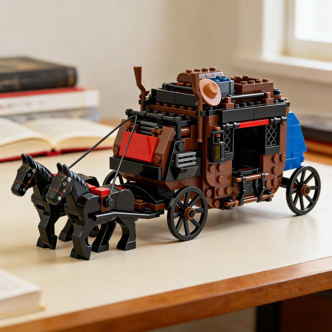 MOC building block assembly toy set, Western Post Office carriage, carriage town model, DIY building block toys, boys and girls
MOC building block assembly toy set, Western Post Office carriage, carriage town model, DIY building block toys, boys and girls