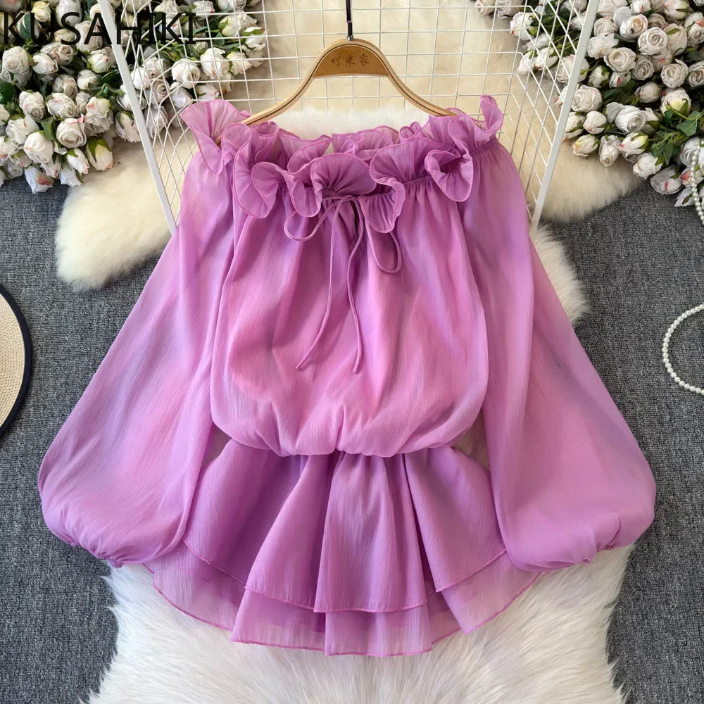 KUSAHIKI Elegant Off Shoulder Puff Sleeve Sunscreen Chiffon Shirt Women's Summer Lotus Leaf Edge Strap Top
KUSAHIKI Elegant Off Shoulder Puff Sleeve Sunscreen Chiffon Shirt Women's Summer Lotus Leaf Edge Strap Top