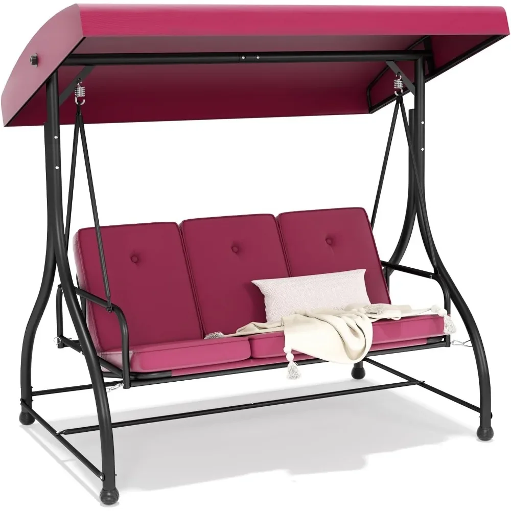 Outdoor Porch Swing 3-Seat with Adjustable Canopy Removable Cushion for Backyard, Garden, Poolside, Balcony, Outdoor Swing
Outdoor Porch Swing 3-Seat with Adjustable Canopy Removable Cushion for Backyard, Garden, Poolside, Balcony, Outdoor Swing