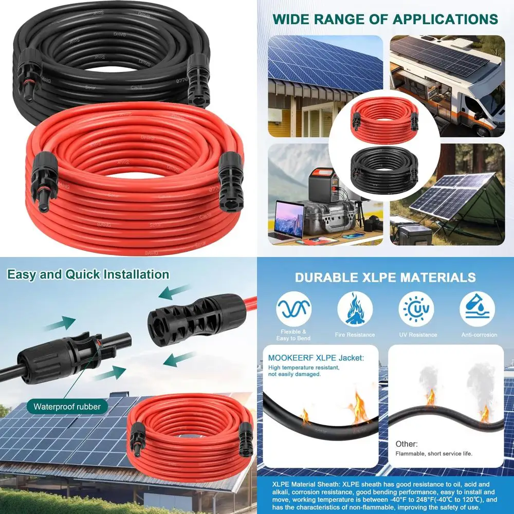 8AWG 30ft Red & Black Waterproof Extension Cable for Solar Panels, RVs, Boats, and Home Use
8AWG 30ft Red & Black Waterproof Extension Cable for Solar Panels, RVs, Boats, and Home Use