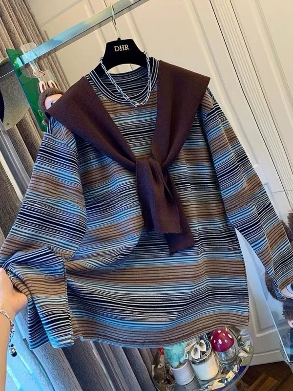Loose Casual Korean Sle Striped Long Sve T-irt ex Autumn Winter Basic irt Youthful ular Print Antimicrobial
Loose Casual Korean Sle Striped Long Sve T-irt ex Autumn Winter Basic irt Youthful ular Print Antimicrobial