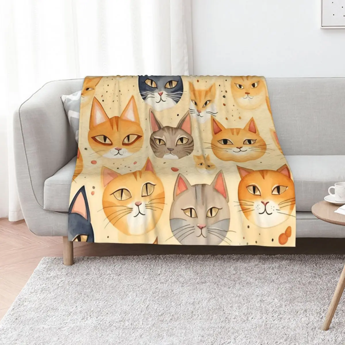 Watercolor Cartoon Cat Faces Throw Blanket Warm Flannel Blanket for Couch Chair Bedroom
Watercolor Cartoon Cat Faces Throw Blanket Warm Flannel Blanket for Couch Chair Bedroom