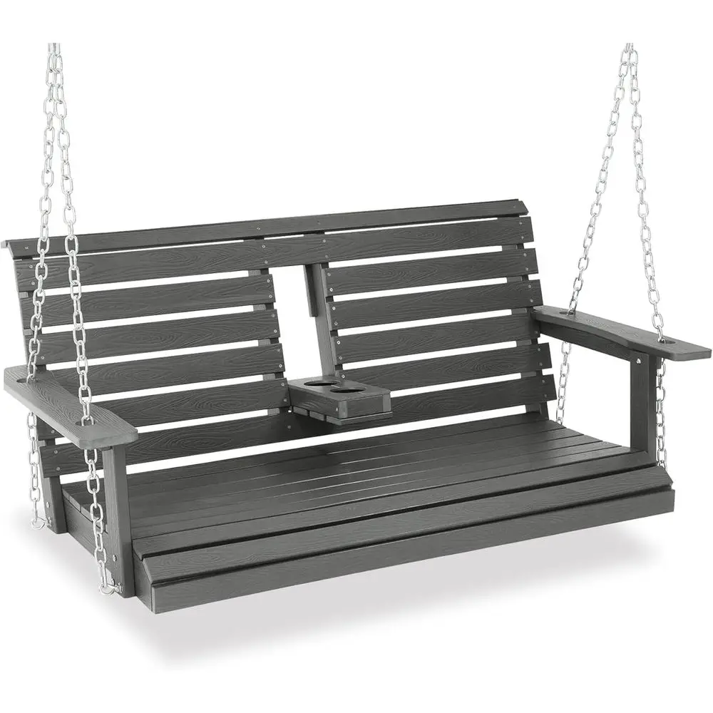 2-Seat Porch Swing with Cup Holders, 4.5-Foot Bench Swing, Stainless Steel Hardware, High Backrest, Deep Gray, Deep Contoured Se
2-Seat Porch Swing with Cup Holders, 4.5-Foot Bench Swing, Stainless Steel Hardware, High Backrest, Deep Gray, Deep Contoured Se