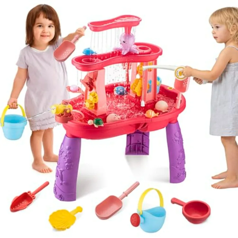 3-Tier Outdoor Sand Water Table for Toddlers Ages 3-5 Activity Sensory Play Set with Fishing Game Blue Summer Beach Toy for Gir
3-Tier Outdoor Sand Water Table for Toddlers Ages 3-5 Activity Sensory Play Set with Fishing Game Blue Summer Beach Toy for Gir