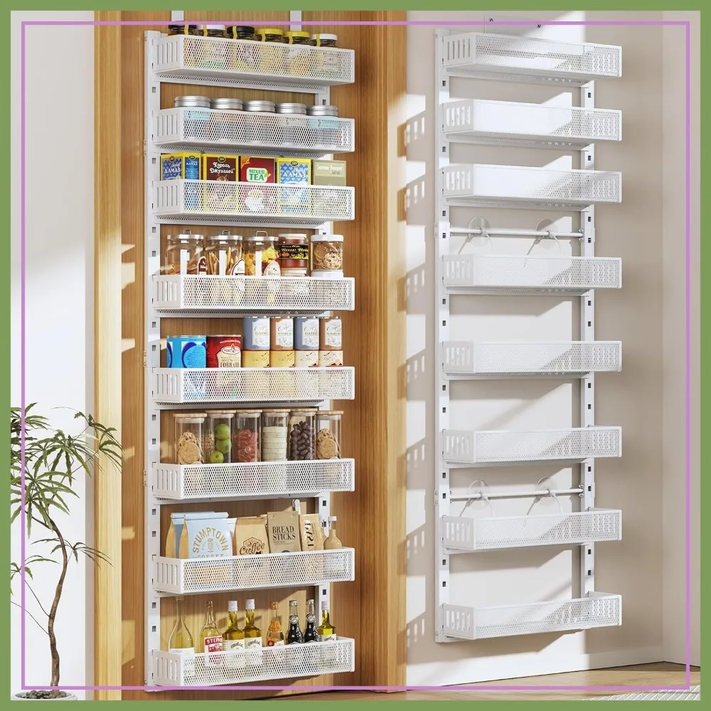 8-Tier Over the Door Spice Rack, Heavy-Duty Metal Frame, Wall-Mounted or Hanging Shelf for Kitchen, Bathroom, Closet
8-Tier Over the Door Spice Rack, Heavy-Duty Metal Frame, Wall-Mounted or Hanging Shelf for Kitchen, Bathroom, Closet