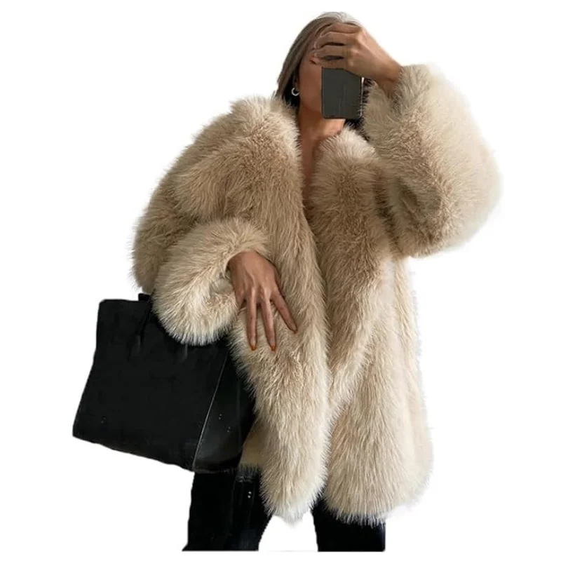 Shaggy Overcoat Outerwear Light Beige Faux Fur Warm Coat Women's Fashion Puffy Fur Jacket Sweater
Shaggy Overcoat Outerwear Light Beige Faux Fur Warm Coat Women's Fashion Puffy Fur Jacket Sweater