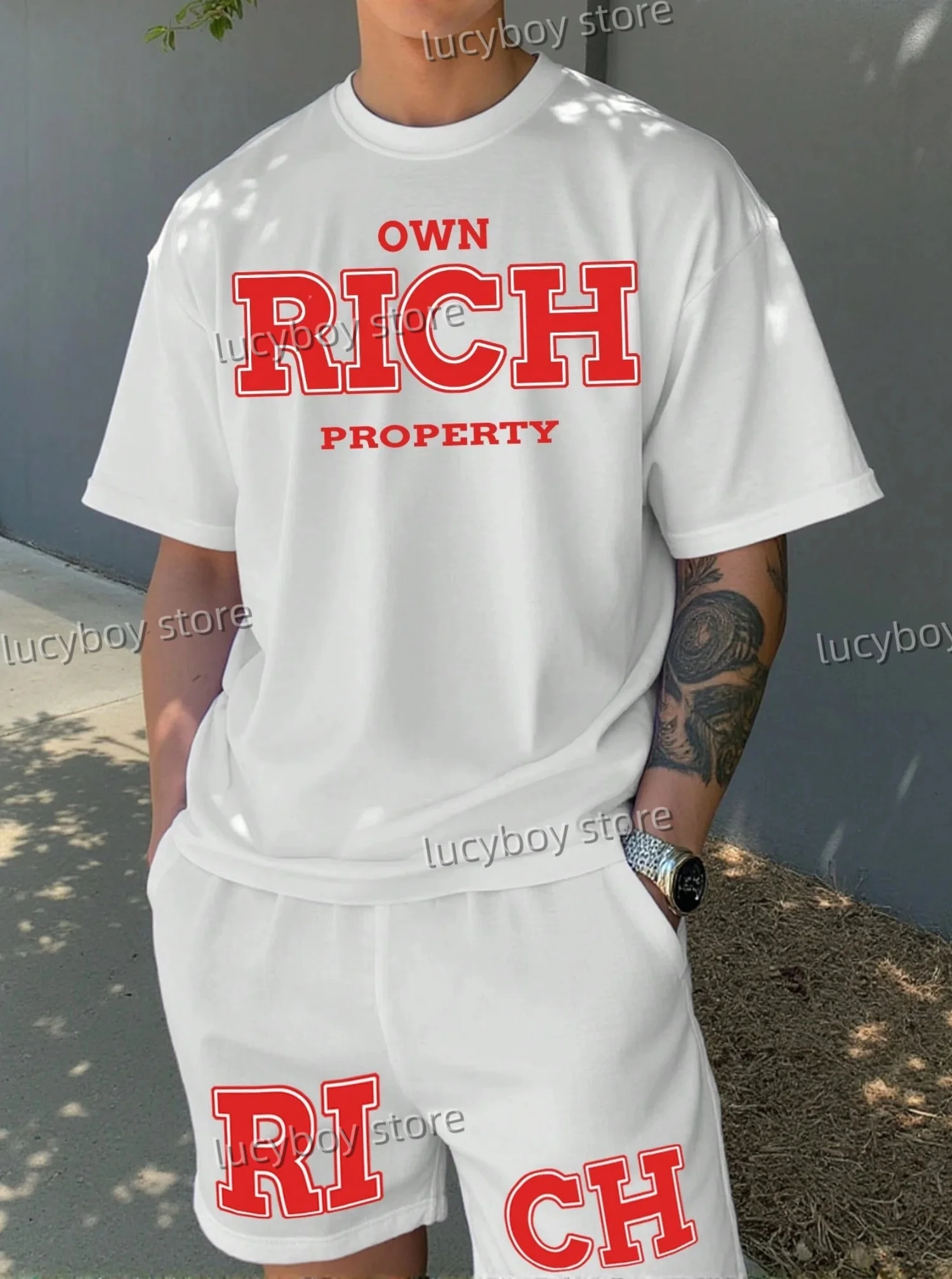 Мужской спортивный костюм с принтом OWN RICH, комплект из футболки + шорты, мужской американский роскошный спортивный костюм, летний комплект одежды большого размера из 2 предметов
Мужской спортивный костюм с принтом OWN RICH, комплект из футболки + шорты, мужской американский роскошный спортивный костюм, летний комплект одежды большого размера из 2 предметов