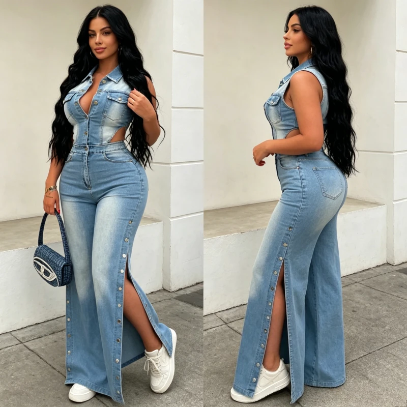 Women Denim Jumpsuits One Piece Wide Leg Pants Jeans Trousers Hollow Out Sexy Pockets Washed Streetwear Female Floor Length
Women Denim Jumpsuits One Piece Wide Leg Pants Jeans Trousers Hollow Out Sexy Pockets Washed Streetwear Female Floor Length