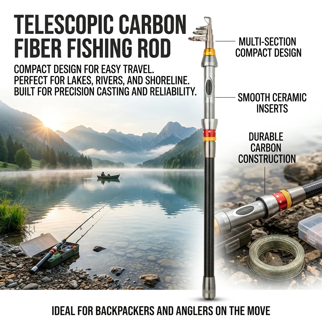 Portable Telescopic Fishing Rod 1.8/2.1m Ultralight Carbon Fiber Fishing Pole Durable Outdoor Fishing Accessories Hand Pole
Portable Telescopic Fishing Rod 1.8/2.1m Ultralight Carbon Fiber Fishing Pole Durable Outdoor Fishing Accessories Hand Pole