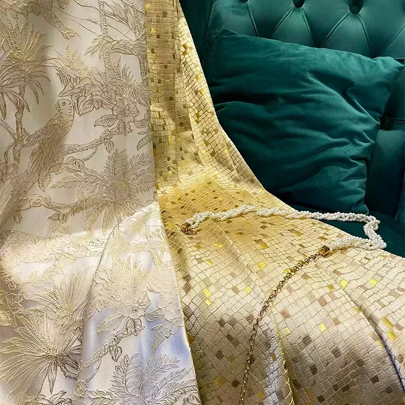 French Luxury Gold Embossed Embroidered Curtains for Living Room Bedroom Dining Fabric Precision Houndstooth Splicing Blackout
French Luxury Gold Embossed Embroidered Curtains for Living Room Bedroom Dining Fabric Precision Houndstooth Splicing Blackout