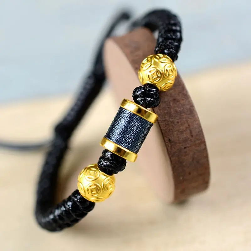 Hand-Woven Sterling Silver 999 Gold Plated Bracelet Men's Adjustable Lucky Beads Passepartout Wealth Get Rich Hand Rope for Male
Hand-Woven Sterling Silver 999 Gold Plated Bracelet Men's Adjustable Lucky Beads Passepartout Wealth Get Rich Hand Rope for Male