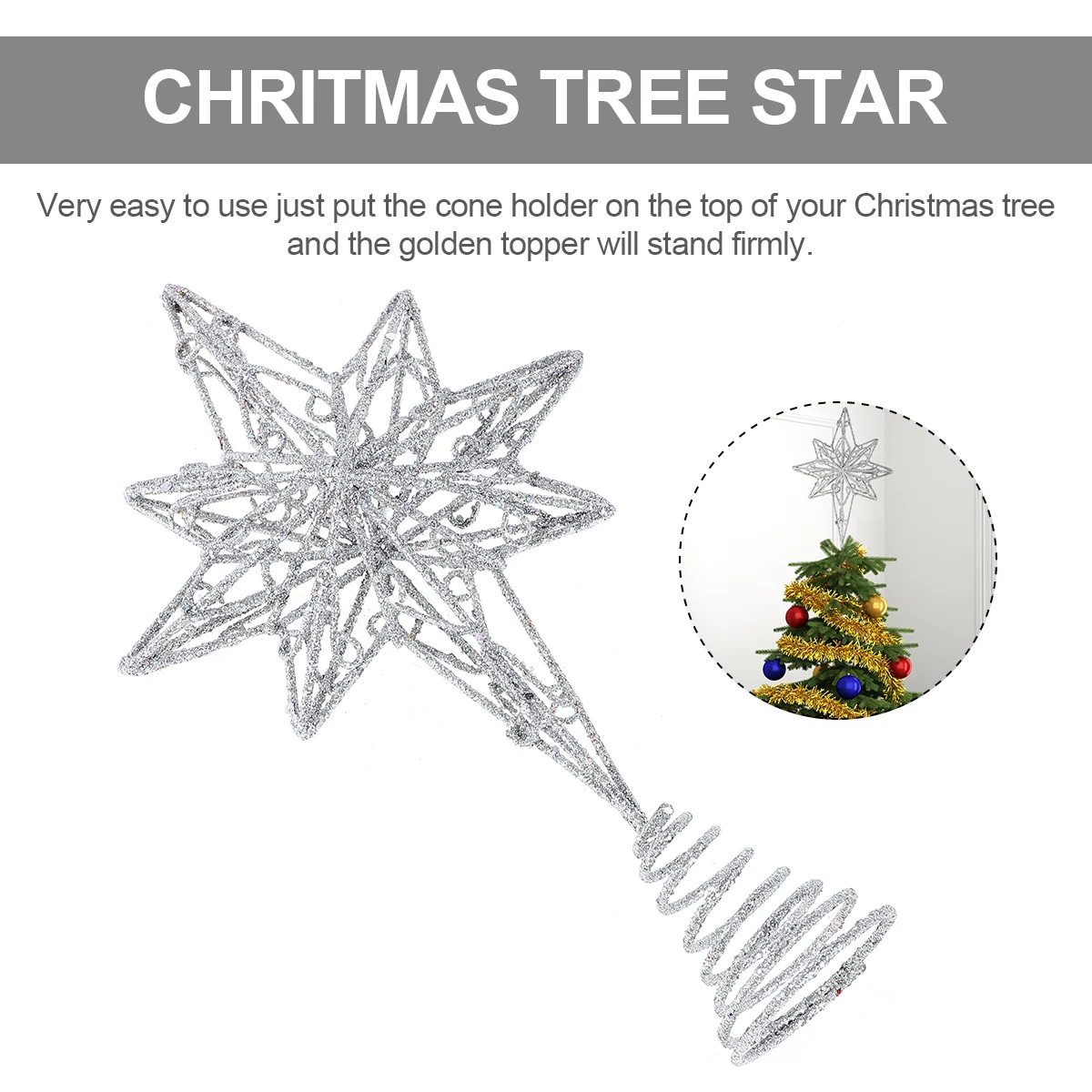 1pc Star Tree Topper Christmas Treetop Decor Holiday Party Decoration No Light Xmas Ornament Festive Tree Adornment 
1pc Star Tree Topper Christmas Treetop Decor Holiday Party Decoration No Light Xmas Ornament Festive Tree Adornment