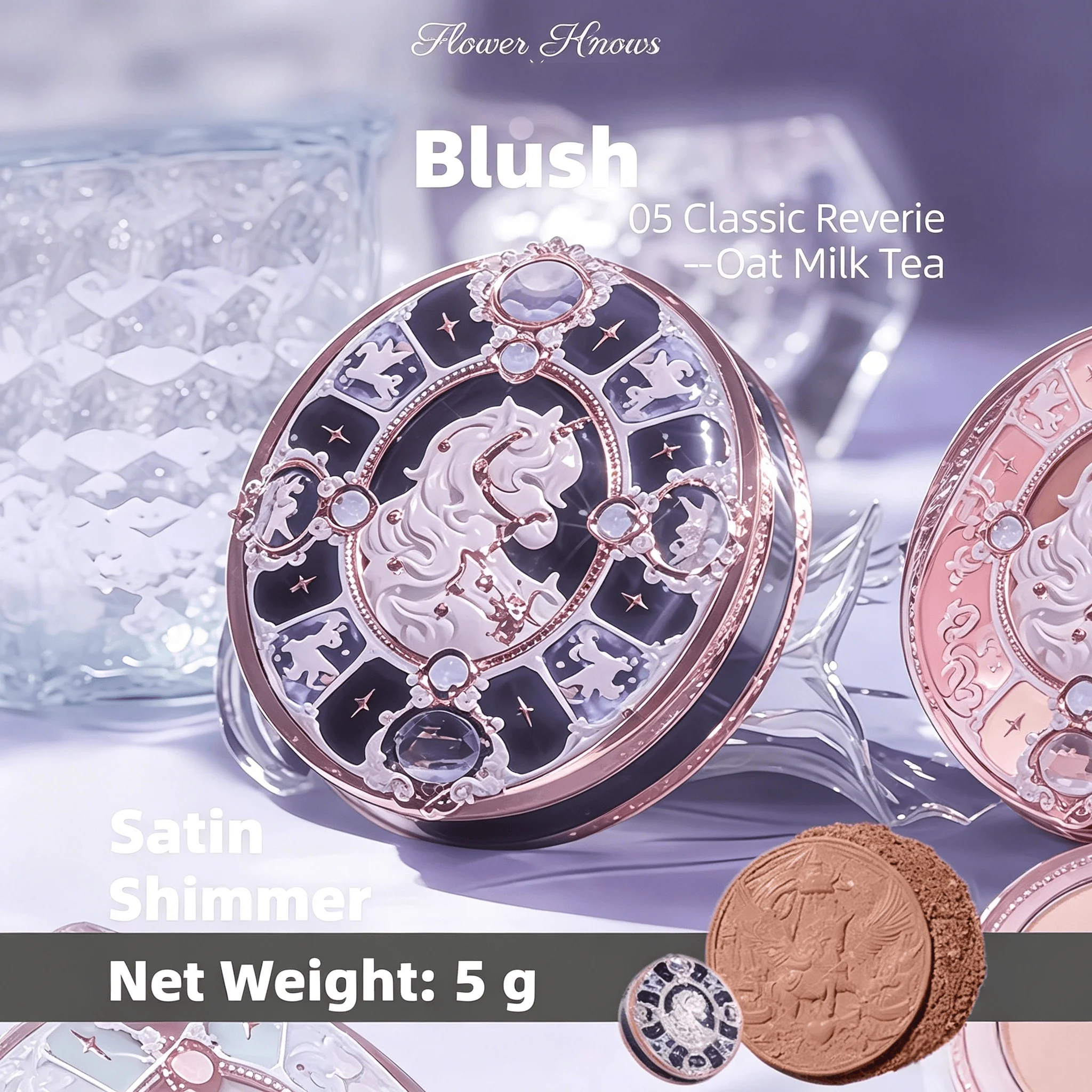 Flower Knows Knight Unicorn Silk Satin Blush Powder Long Lasting Skin Fit Face Makeup with Free Stippling Brush
Flower Knows Knight Unicorn Silk Satin Blush Powder Long Lasting Skin Fit Face Makeup with Free Stippling Brush