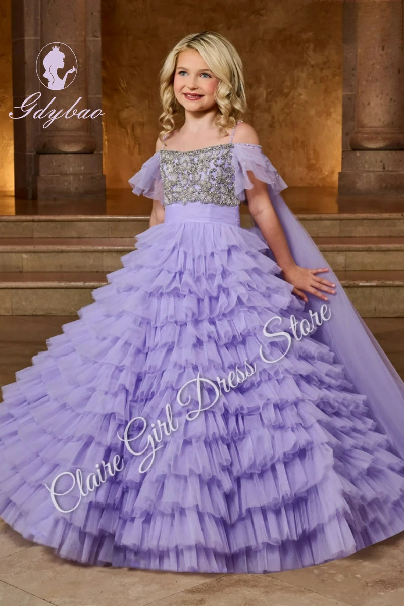 Purple Flower Girl Dresses For Wedding Layered Appliques Pearls With Bow Kids Birthday Party First Communion Ball Gown
Purple Flower Girl Dresses For Wedding Layered Appliques Pearls With Bow Kids Birthday Party First Communion Ball Gown