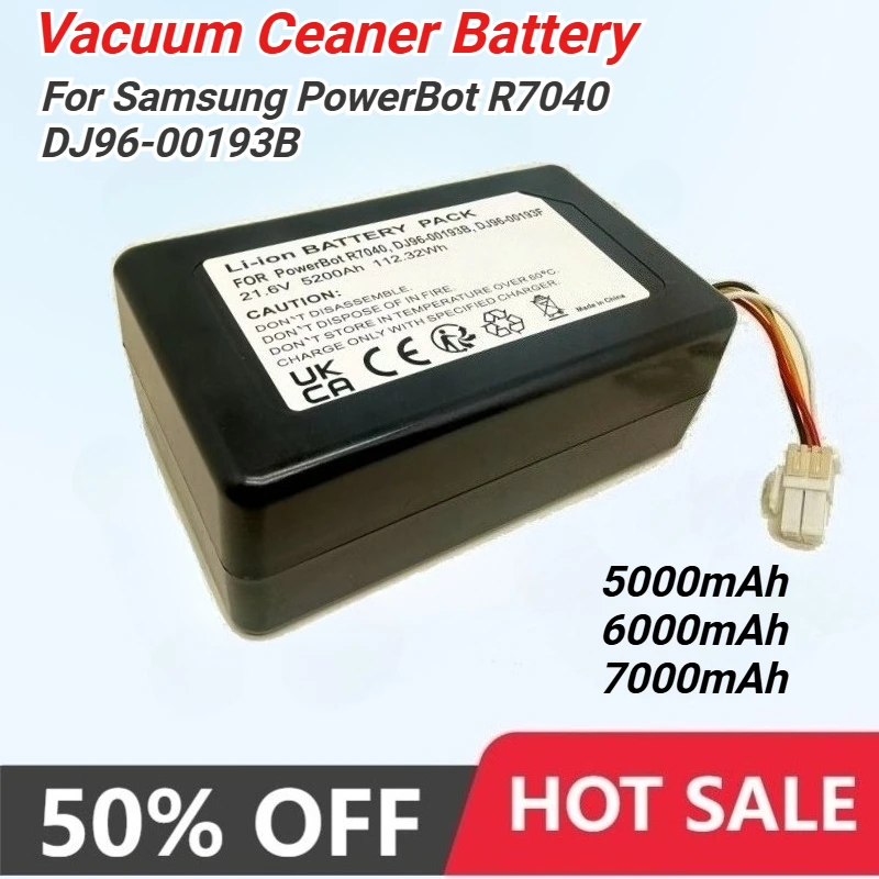 6000/7000mAh Robot Vacuum Cleaner Battery for Samsung PowerBot R7040 DJ96-00193B DJ96-00193E R1AM7010UW / AA VR1AM7010U5 21.6V
6000/7000mAh Robot Vacuum Cleaner Battery for Samsung PowerBot R7040 DJ96-00193B DJ96-00193E R1AM7010UW / AA VR1AM7010U5 21.6V