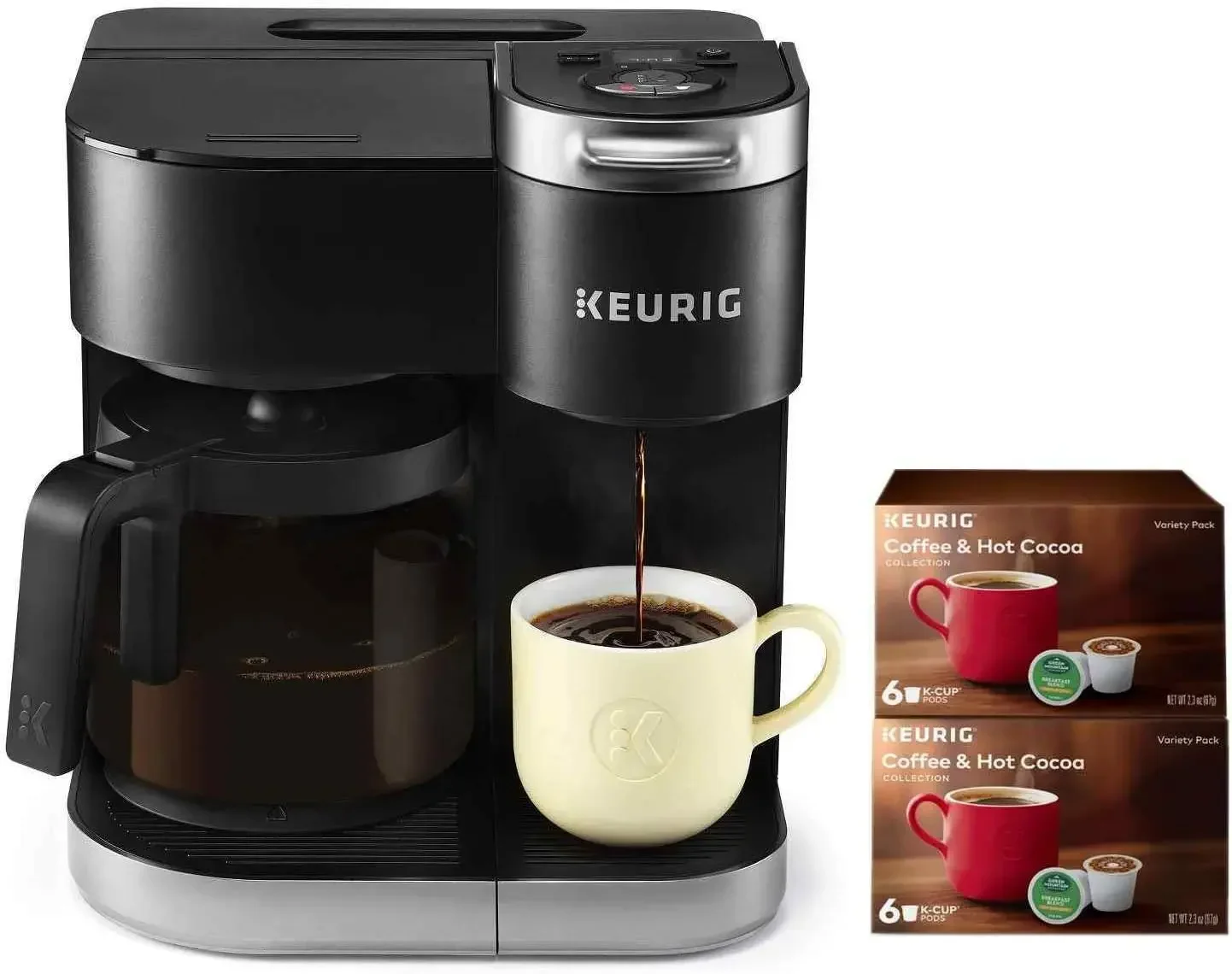 Keurig K-Duo Coffee Maker, Single Serve and 12-Cup Carafe Drip Coffee Brewer, Compatible with K-Cup Pods and Ground Coffee,Black
Keurig K-Duo Coffee Maker, Single Serve and 12-Cup Carafe Drip Coffee Brewer, Compatible with K-Cup Pods and Ground Coffee,Black