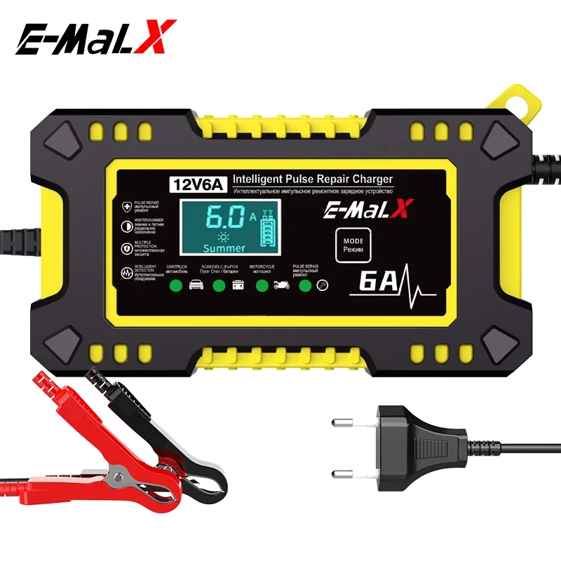 New 12V 6A battery charger, car and motorcycle battery charging unit, lead-acid battery maintenance, LCD display
New 12V 6A battery charger, car and motorcycle battery charging unit, lead-acid battery maintenance, LCD display