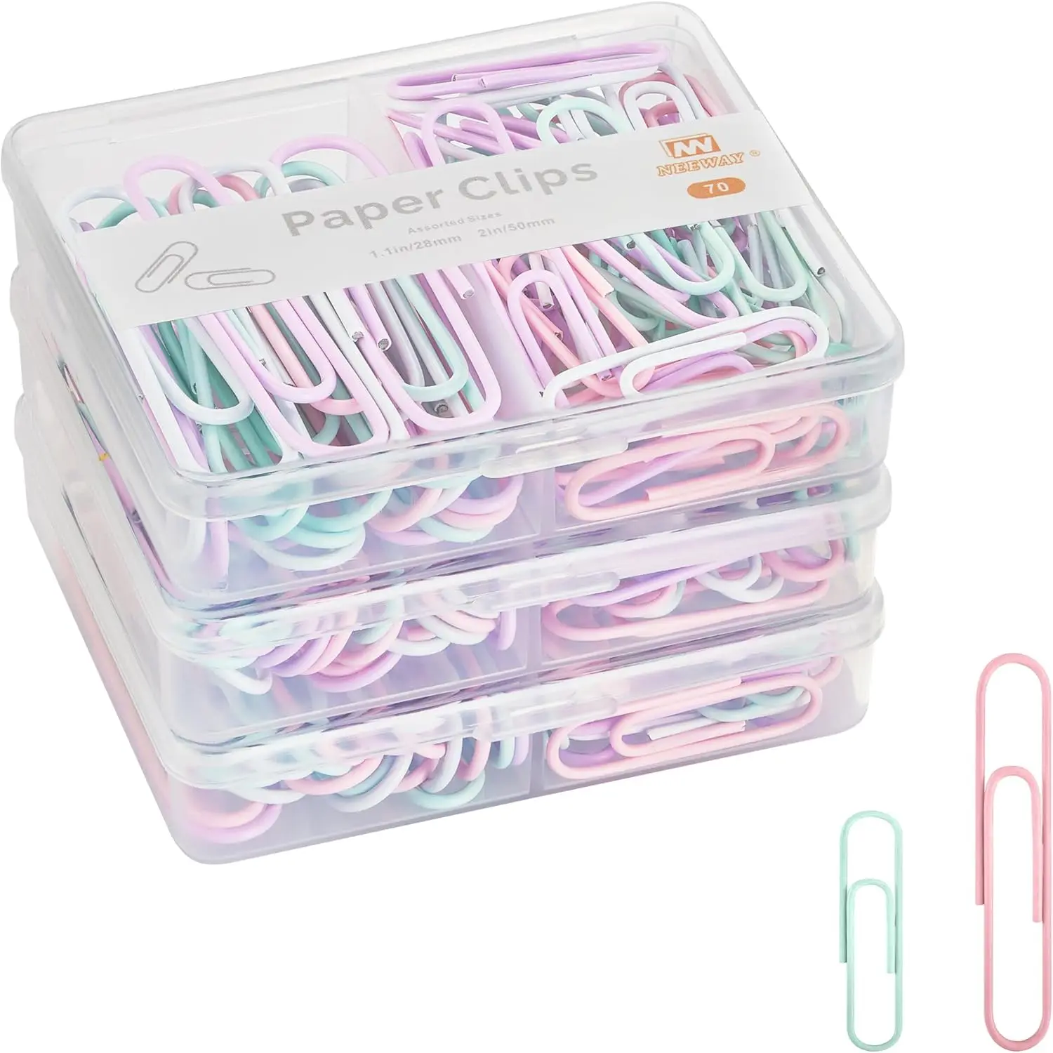 Colorful Paper Clips Assorted Sizes, Small and Large, 210 Count in Light Multicolor
Colorful Paper Clips Assorted Sizes, Small and Large, 210 Count in Light Multicolor