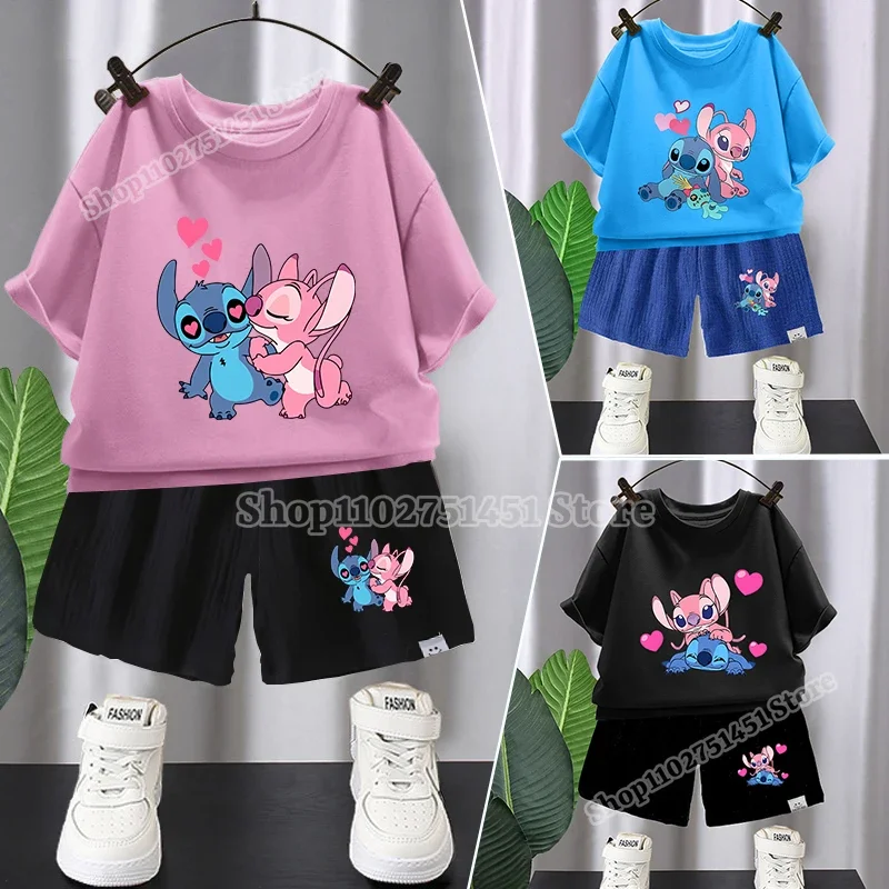 Lilo & Stitch T-shirt Shorts Set Children Clothing Cute Disney Stich Print Tops Pants 2-piece Suit Cartoon Sportwear Tracksuit
Lilo & Stitch T-shirt Shorts Set Children Clothing Cute Disney Stich Print Tops Pants 2-piece Suit Cartoon Sportwear Tracksuit
