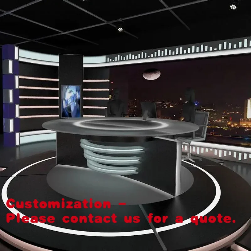 custom.Modern Design Curved LED Lighting News Anchor Desk TV & Radio Station Broadcasting Console Table
custom.Modern Design Curved LED Lighting News Anchor Desk TV & Radio Station Broadcasting Console Table