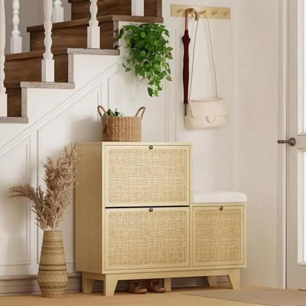 Natural Rattan Shoe Storage Cabinet Boucle Bench Boho Entryway Shoe Organizer Wood Decorative Shoe Cabinet Flip Drawers Storage
Natural Rattan Shoe Storage Cabinet Boucle Bench Boho Entryway Shoe Organizer Wood Decorative Shoe Cabinet Flip Drawers Storage