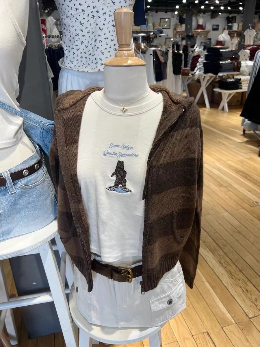American Sle Retro Striped Hooded Zipper Women's Knitted Sweater ort Coat Casual Streetwear Cotton Blend Long Sve
American Sle Retro Striped Hooded Zipper Women's Knitted Sweater ort Coat Casual Streetwear Cotton Blend Long Sve