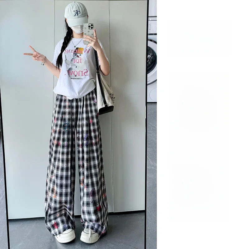 High Waist Plaid Pants Thin Straight Leg Summer Casual Trousers Wide Leg Slimming fiti Korean Sle Women's Faion
High Waist Plaid Pants Thin Straight Leg Summer Casual Trousers Wide Leg Slimming fiti Korean Sle Women's Faion