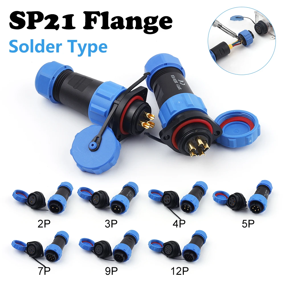SP21 IP68 Waterproof Cable Connectors Flange 2/3/4/5/7/9/12 Pin Outdoor Panel Mount Male Female Plug Socket Set Welding Type
SP21 IP68 Waterproof Cable Connectors Flange 2/3/4/5/7/9/12 Pin Outdoor Panel Mount Male Female Plug Socket Set Welding Type