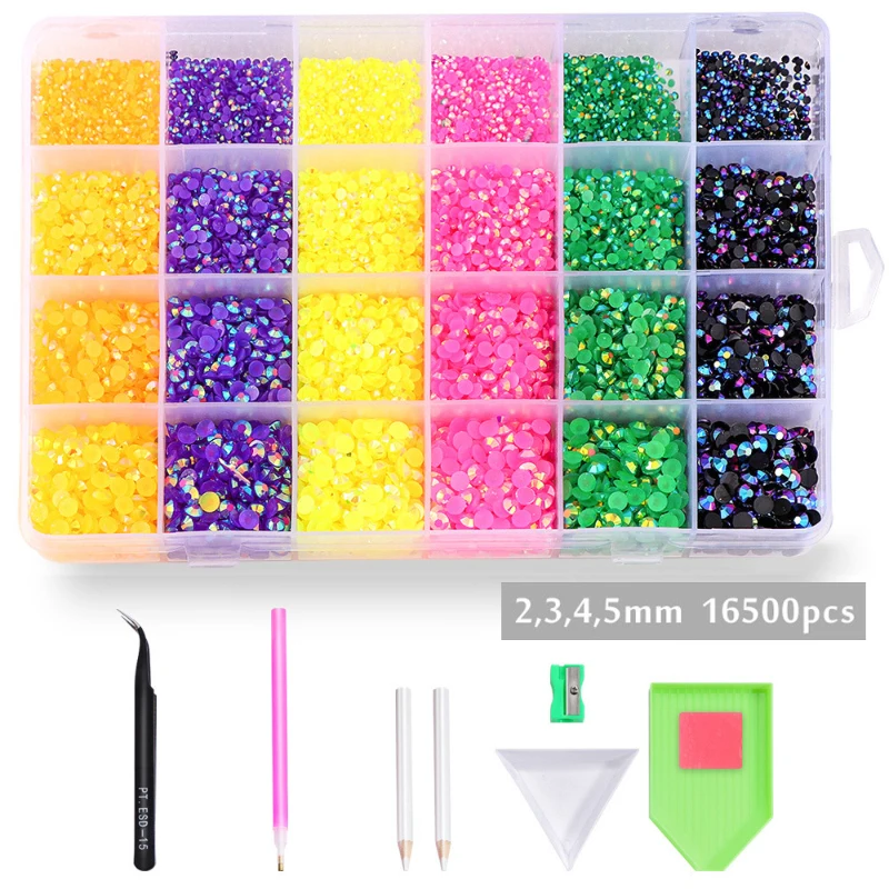 24 grid 2/3/4/5mm mixed color Jelly/resin drill rhinestone set DIY clothing nail drill phone drill glasses drill hat drill, etc
24 grid 2/3/4/5mm mixed color Jelly/resin drill rhinestone set DIY clothing nail drill phone drill glasses drill hat drill, etc