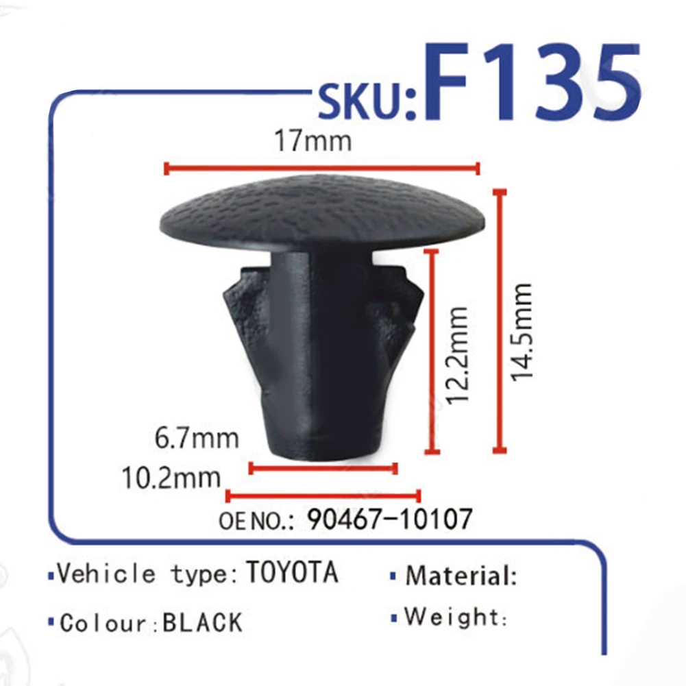 100PCS Splash Shield Fender Liner Clip Plastic Buckle Clip 90467-10107 F135 For Various Purposes, Such As Securing Splash Shield
100PCS Splash Shield Fender Liner Clip Plastic Buckle Clip 90467-10107 F135 For Various Purposes, Such As Securing Splash Shield