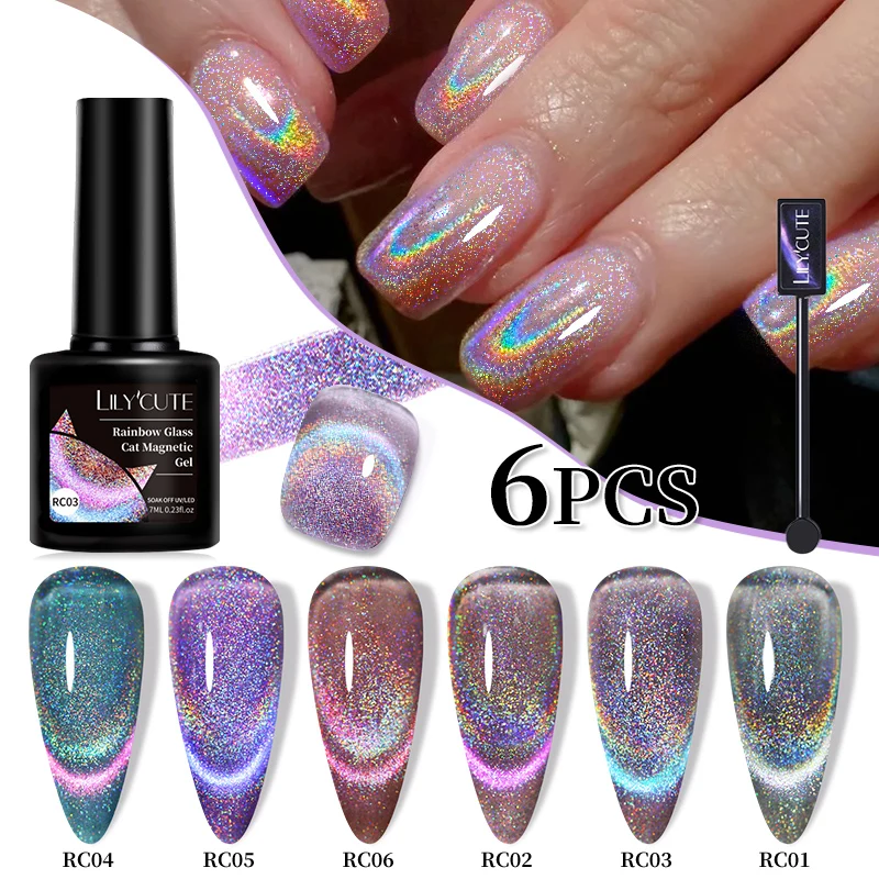 LILYCUTE 6PCS/SET 7ml Laser Glitter Rainbow Cat Magnetic Gel Nail Polish with Free Magnet Semi Permanent Soak Off Nail Art Kit
LILYCUTE 6PCS/SET 7ml Laser Glitter Rainbow Cat Magnetic Gel Nail Polish with Free Magnet Semi Permanent Soak Off Nail Art Kit