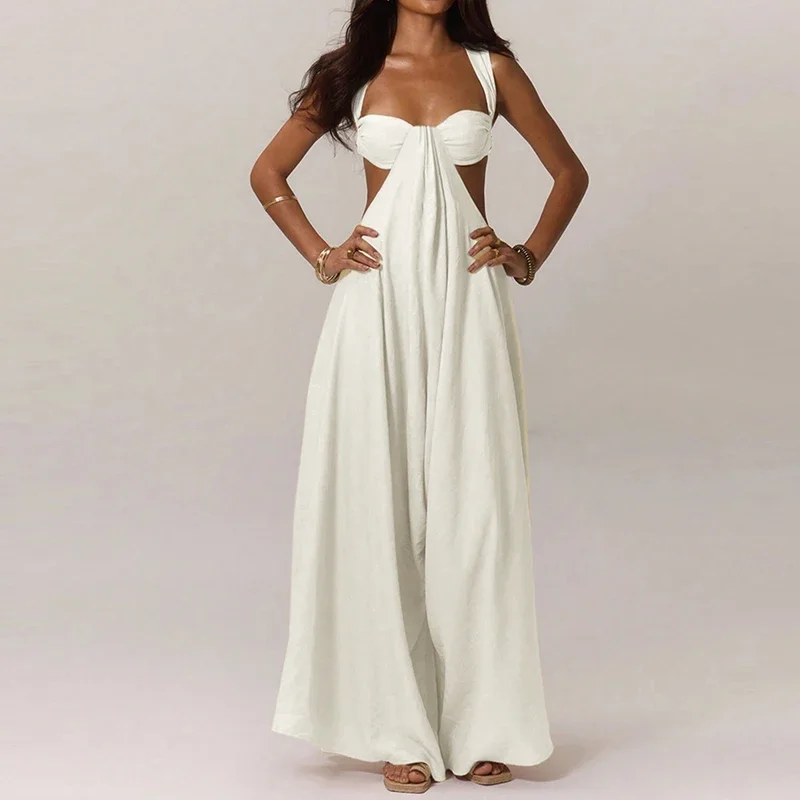 Модные комбинезоны с открытой талией и лямкой на шее, широкие комбинезоны, сексуальный топ без рукавов, однотонные комбинезоны для женщин, уличные комбинезоны для поездок на работу
Модные комбинезоны с открытой талией и лямкой на шее, широкие комбинезоны, сексуальный топ без рукавов, однотонные комбинезоны для женщин, уличные комбинезоны для поездок на работу