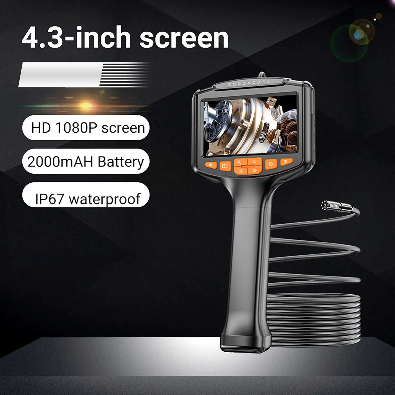 Industrial Endoscope Camera 4.3 inch IPS Screen 8mm HD1080P IP67 Waterproof Snake Camera with Semi-Rigid Cord Tools for Men
Industrial Endoscope Camera 4.3 inch IPS Screen 8mm HD1080P IP67 Waterproof Snake Camera with Semi-Rigid Cord Tools for Men