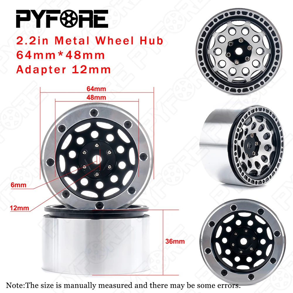 PYFORE 2.2in Metal Wheel Hub 64mm * 48mm Adapter 12mm for 1/8 1/10 RC Crawler Car Wheel Hub LT18112
PYFORE 2.2in Metal Wheel Hub 64mm * 48mm Adapter 12mm for 1/8 1/10 RC Crawler Car Wheel Hub LT18112