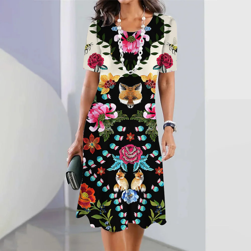2024 New Summer Beach Holiday Dress Plus-size Women's Crew-neck Short-sleeved Dress Fashion Color Print Party Evening Dress
2024 New Summer Beach Holiday Dress Plus-size Women's Crew-neck Short-sleeved Dress Fashion Color Print Party Evening Dress