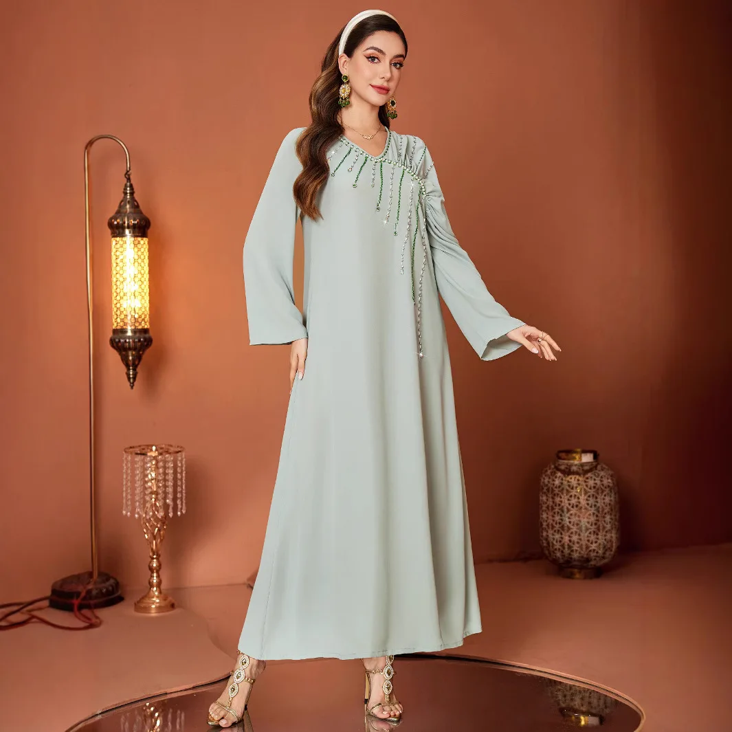 Eid Dress Women Abaya Long Dresses Muslim Diamond V Neck Vestidos Largos Party Caftan Jalabiya Ramadan Dubai Arab Long Robe 2025
Eid Dress Women Abaya Long Dresses Muslim Diamond V Neck Vestidos Largos Party Caftan Jalabiya Ramadan Dubai Arab Long Robe 2025