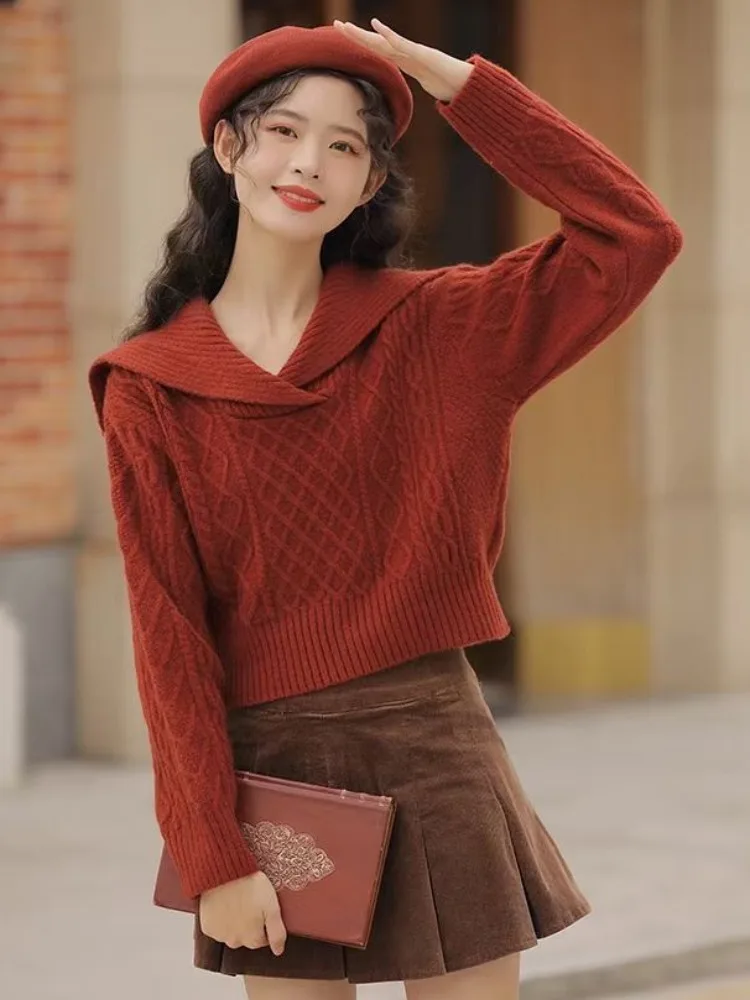 Женский свитер с кукольным воротником и высокой талией, осень-зима, новый вязаный топ Ladylike Ele Faionable
Женский свитер с кукольным воротником и высокой талией, осень-зима, новый вязаный топ Ladylike Ele Faionable