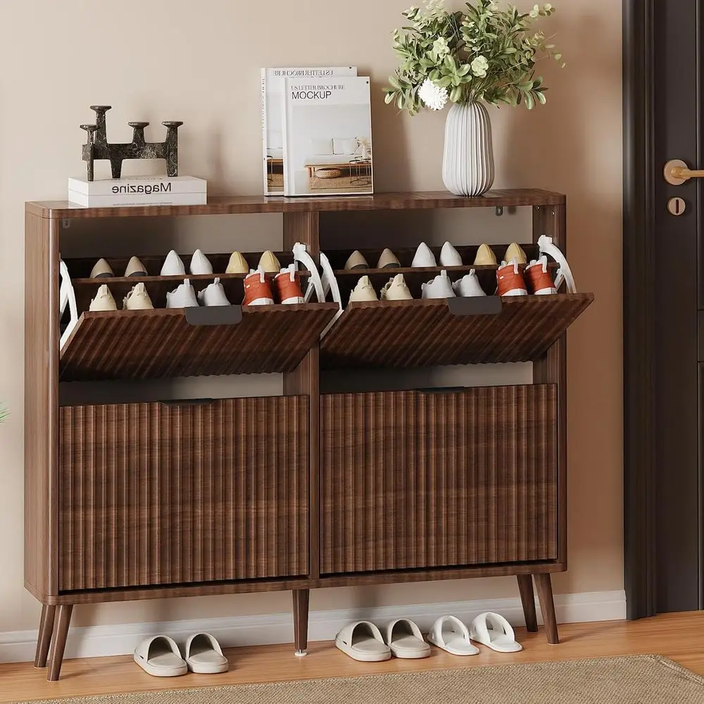 Compact Shoe Storage Cabinet Organizer for Entryway and Hallway in Brown, 4-Tier
Compact Shoe Storage Cabinet Organizer for Entryway and Hallway in Brown, 4-Tier
