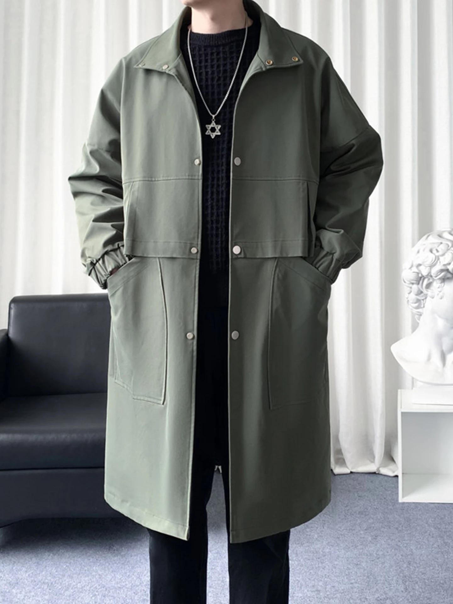Military een Men's Long Overcoat Loose Fit Stand Collar Coat Medium Length Durable Youth Faion Autumn Season Outerwear
Military een Men's Long Overcoat Loose Fit Stand Collar Coat Medium Length Durable Youth Faion Autumn Season Outerwear