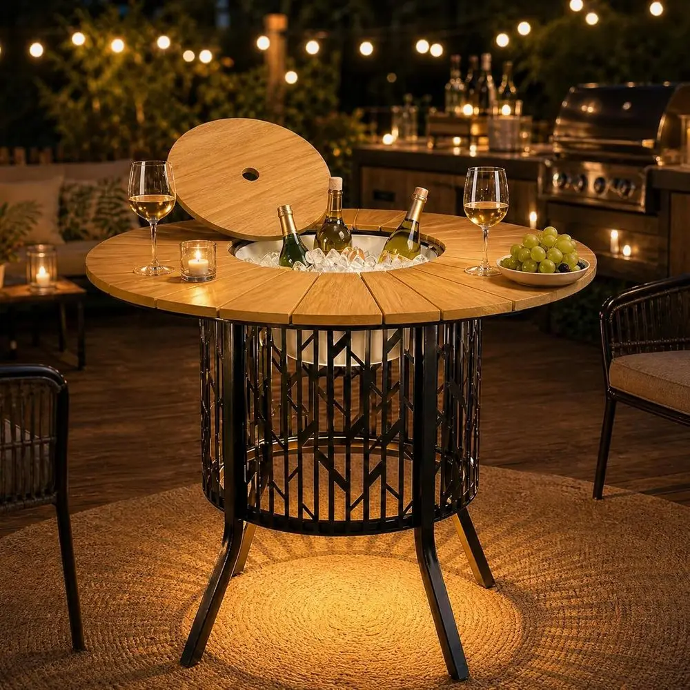 Patio Coffee Table with Ice Bucket, 31.5 Cooler Side Table, Outdoor Dining Table, Suitable for Porch, Garden, Backyard, Black &
Patio Coffee Table with Ice Bucket, 31.5 Cooler Side Table, Outdoor Dining Table, Suitable for Porch, Garden, Backyard, Black &