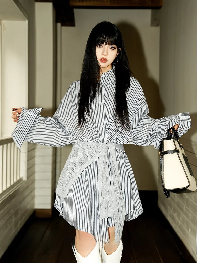 Casual Striped Long Sleeve Dress Women's Spring New Waist Cinching Short Shirt Dress Cotton Material Loose Fit Button Closure
Casual Striped Long Sleeve Dress Women's Spring New Waist Cinching Short Shirt Dress Cotton Material Loose Fit Button Closure