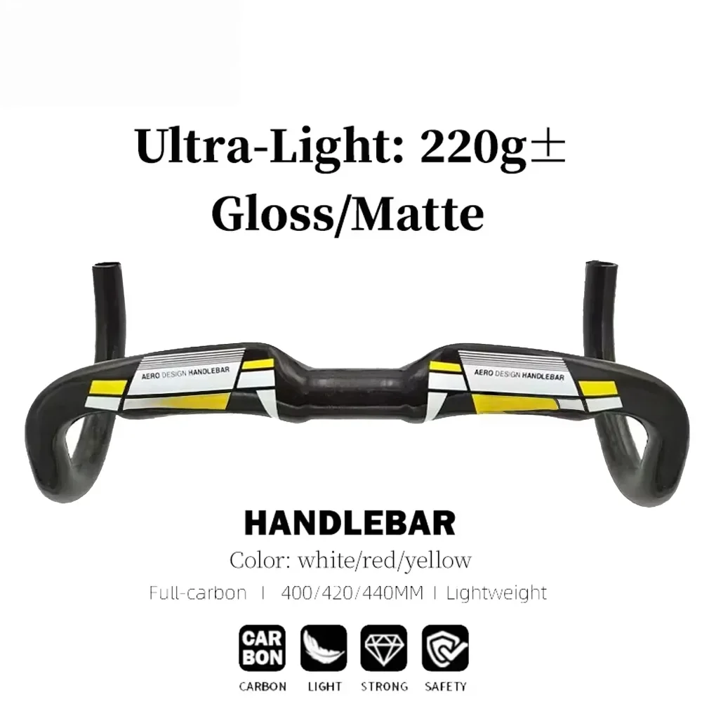 Aero Carbon Road Handlebar 31.8mm Clamp 120mm Drop 75mm Reach Ultralight Racing Bike Handlebar 380mm 400mm 420mm 440mm
Aero Carbon Road Handlebar 31.8mm Clamp 120mm Drop 75mm Reach Ultralight Racing Bike Handlebar 380mm 400mm 420mm 440mm