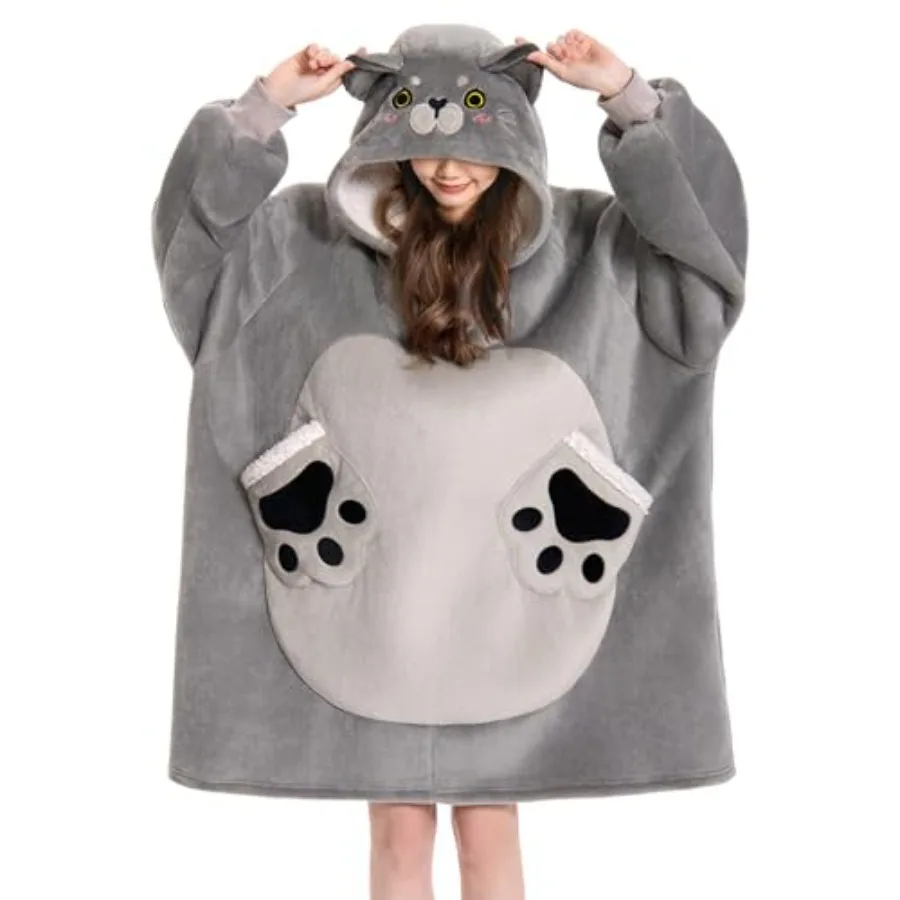 OLAOLA Cat Wearable Blanket Hoodie for Adults Oversized Animal Hooded Blanket Throw Comfy Women Men Sherpa Fleece Sweater Sweat
OLAOLA Cat Wearable Blanket Hoodie for Adults Oversized Animal Hooded Blanket Throw Comfy Women Men Sherpa Fleece Sweater Sweat