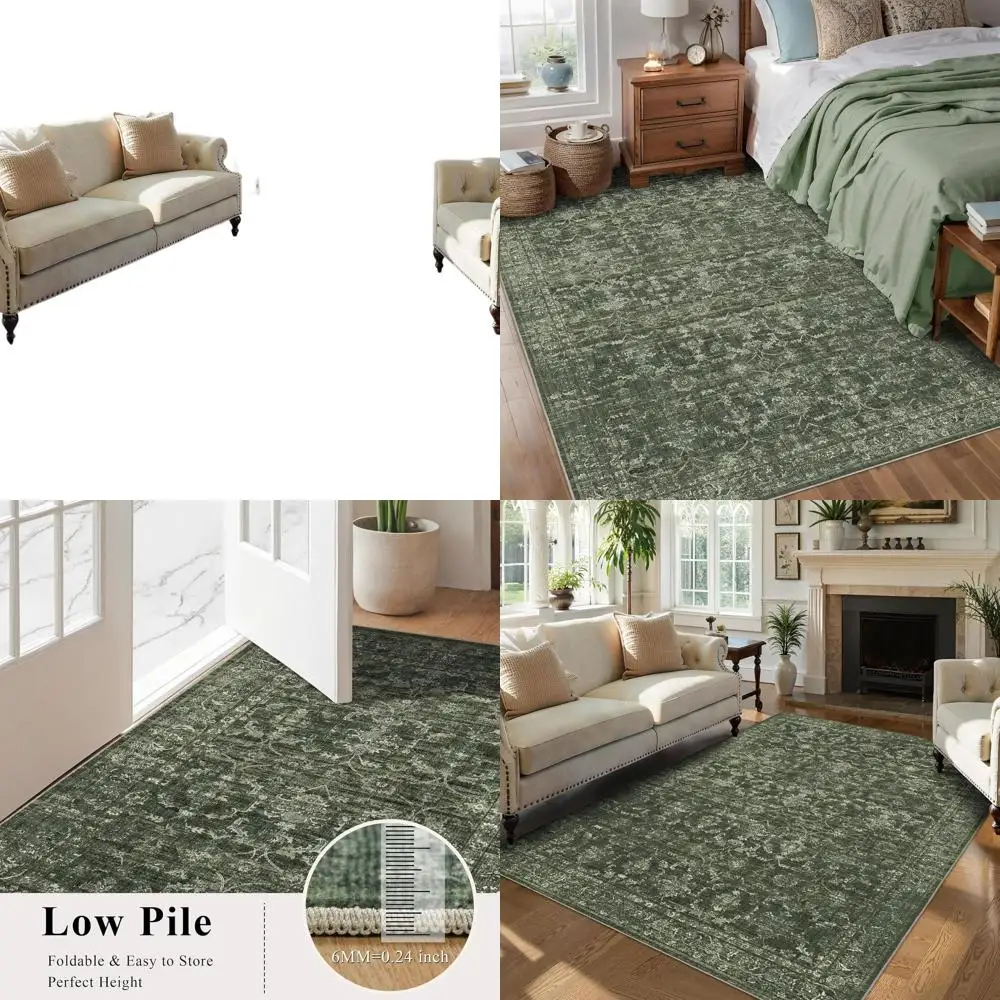 Зеленый моющийся ковер 5x7 с винтажным цветочным принтом в стиле бохо для гостиной, спальни, столовой и офиса
Зеленый моющийся ковер 5x7 с винтажным цветочным принтом в стиле бохо для гостиной, спальни, столовой и офиса