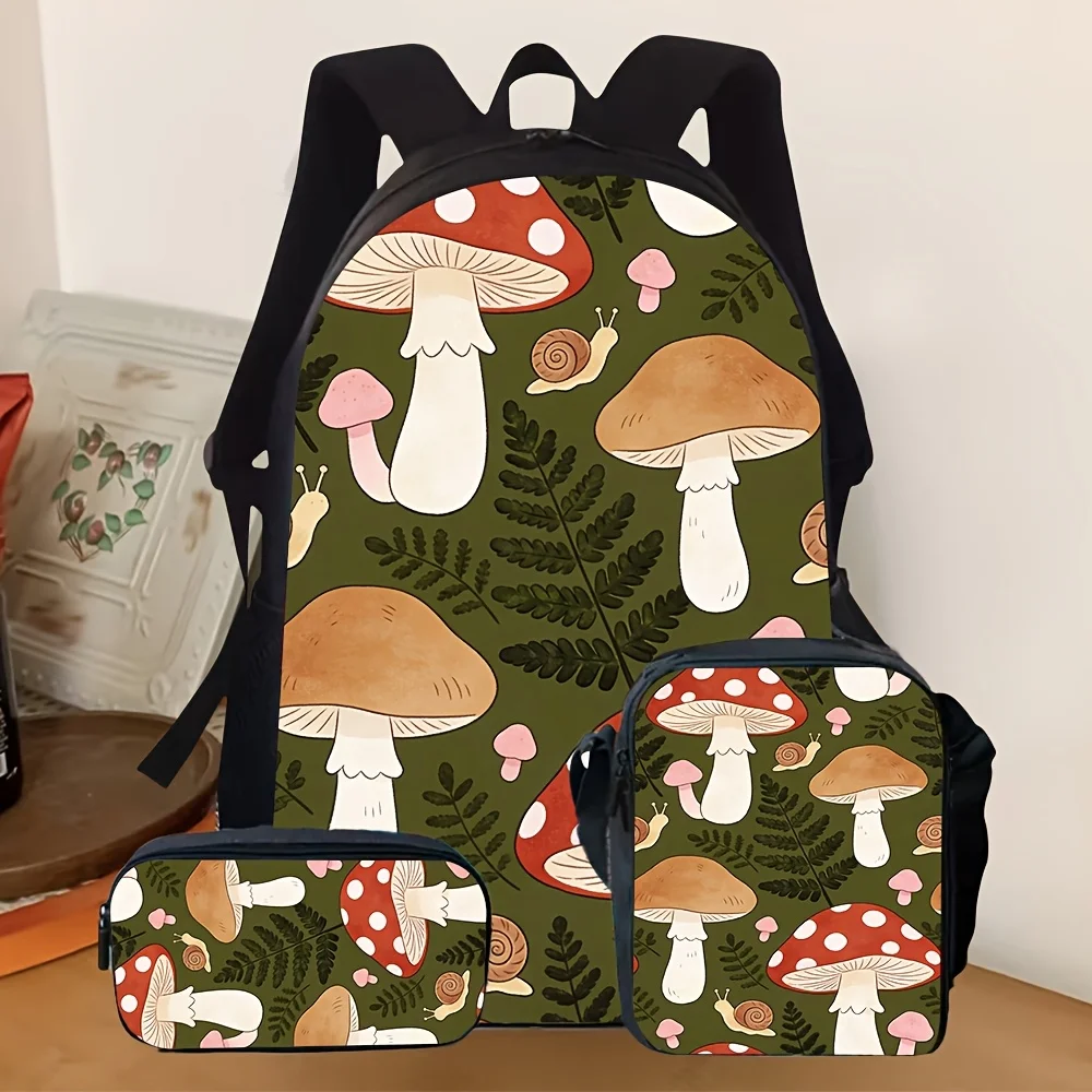 3pcs 2D Flat Backpack Set with Cute Mushroom Snail And Fern Nature Pattern Fashion Casual Daily Practical Combination Suitable f
3pcs 2D Flat Backpack Set with Cute Mushroom Snail And Fern Nature Pattern Fashion Casual Daily Practical Combination Suitable f